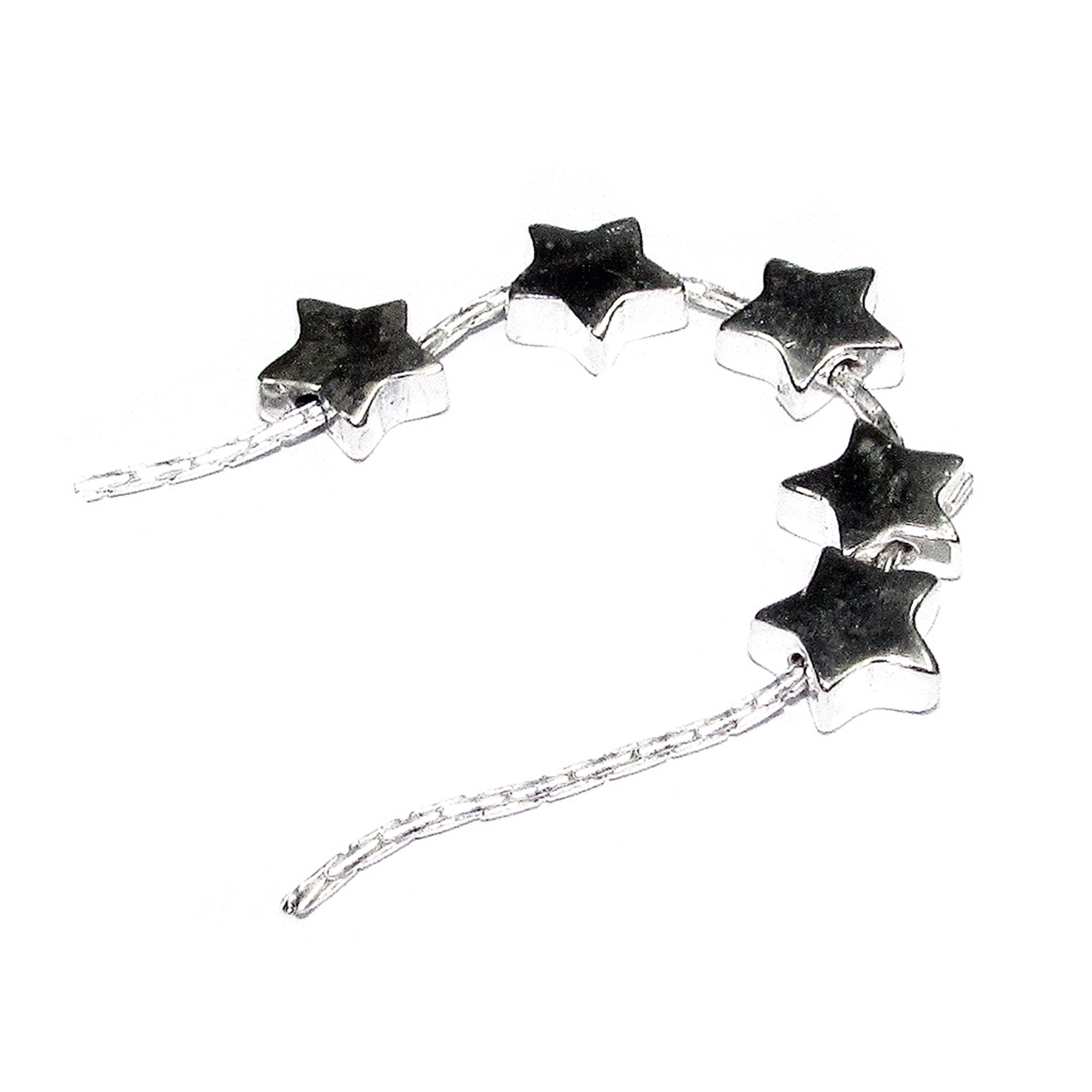 925 Sterling silver flat star beads for bracelet size 6.7x2.5 mm, Flat beads, Jewelry making,  Silver beads, Beads for bracelet - 1 piece