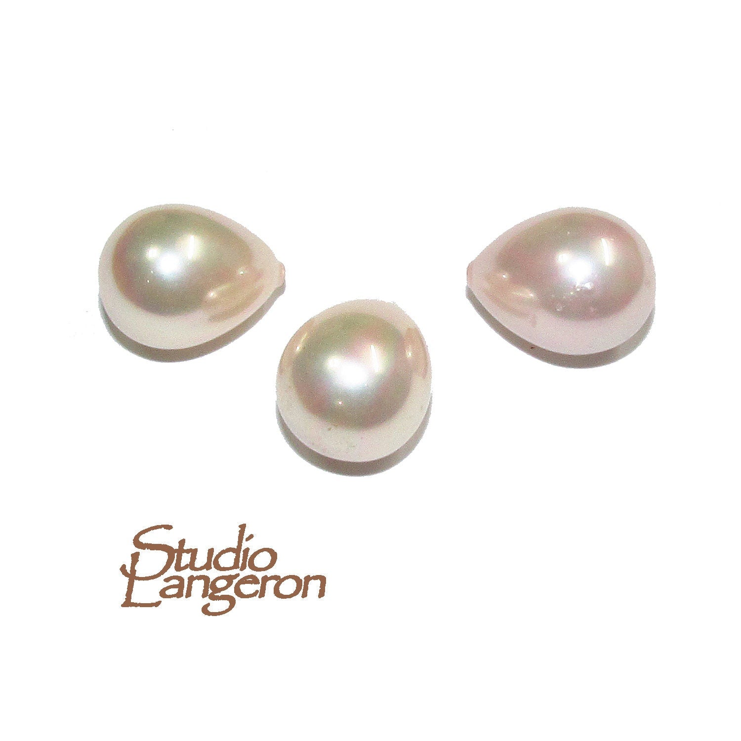 Natural Sea shell pearl Teardrop half drilled Beads size 16x12 mm, Natural shell pearl Matching Half Drilled Beads, Jewelry making - 1 piece