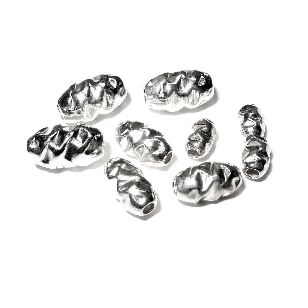 925 Sterling Silver Hammered shiny oval Beads Size 3x5, 4x6.5, 5x7 mm, Jewelry making, Hammered oval Spacer Bead, Silver oval bead - 1 piece
