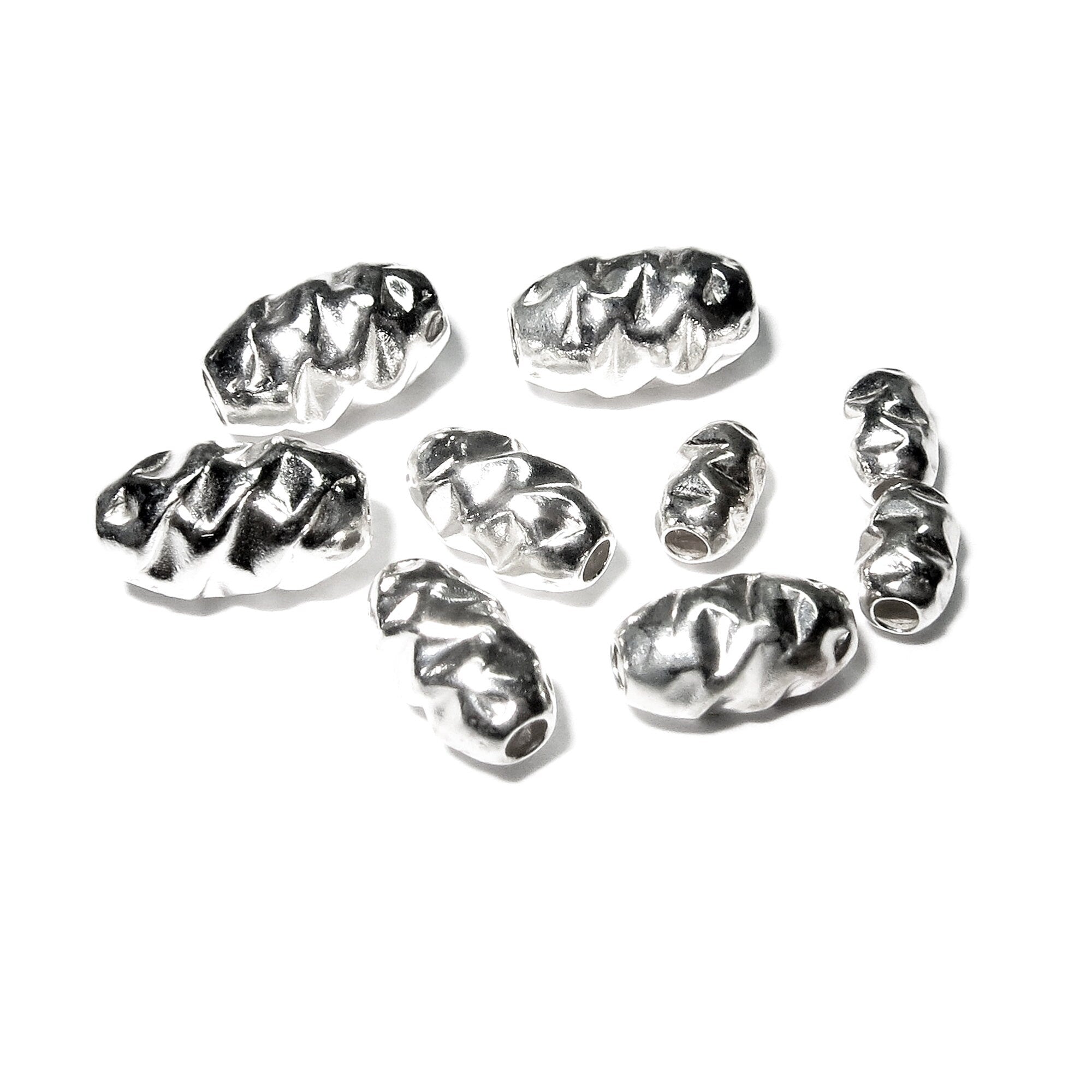 925 Sterling Silver Hammered shiny oval Beads Size 3x5, 4x6.5, 5x7 mm, Jewelry making, Hammered oval Spacer Bead, Silver oval bead - 1 piece