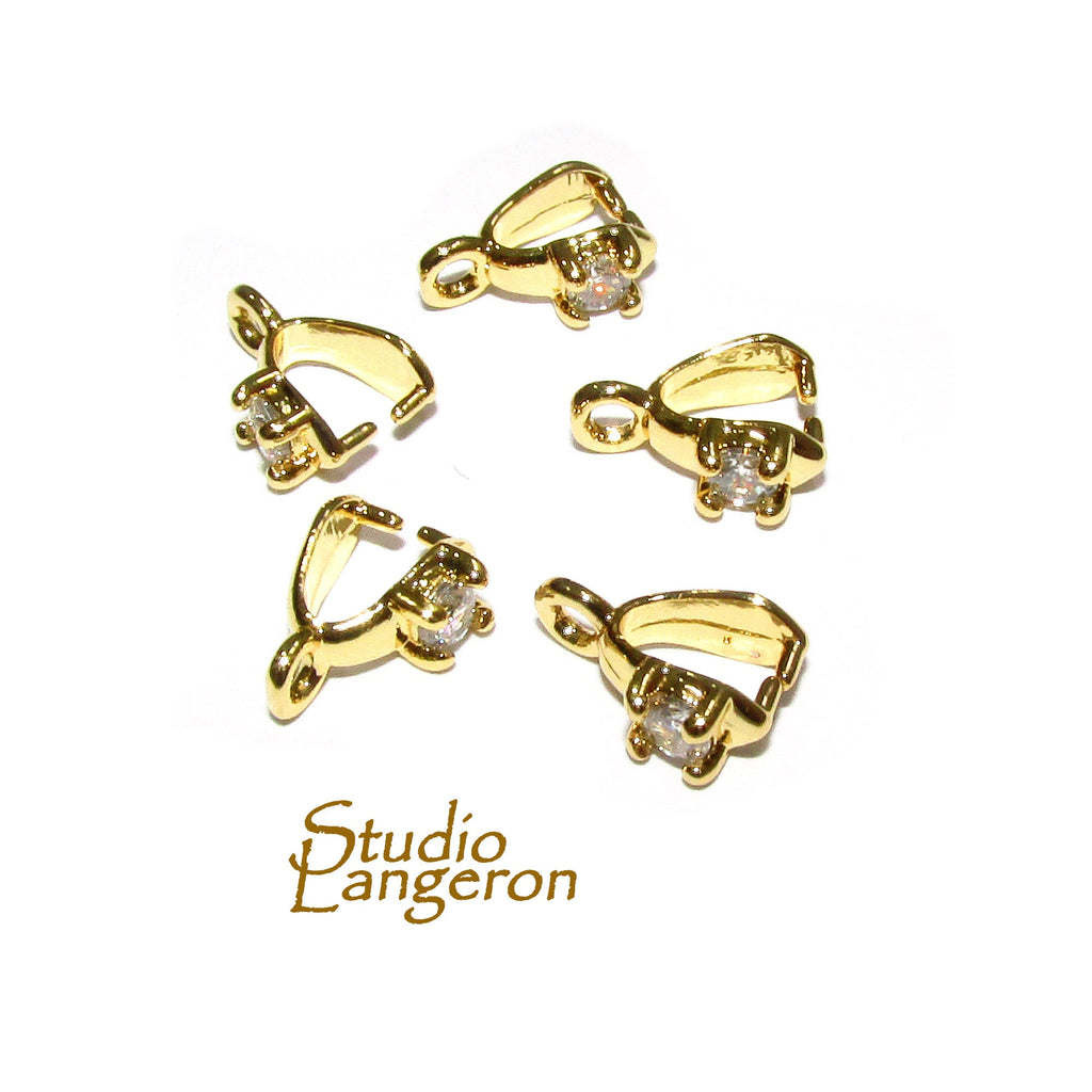 14K Yellow gold filled small Pinch Pendant Bail, Jewelry making, bail with loop, Bail, Gold filled, Bail gold filled, Bail finding - 1 piece