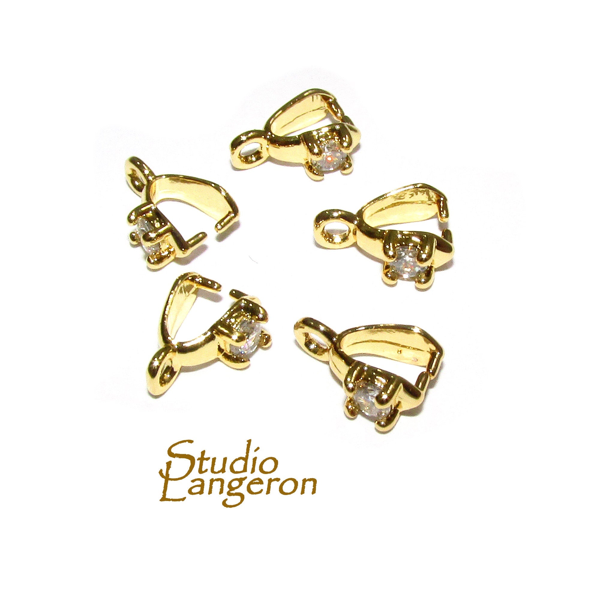 14K Yellow gold filled small Pinch Pendant Bail, Jewelry making, bail with loop, Bail, Gold filled, Bail gold filled, Bail finding - 1 piece