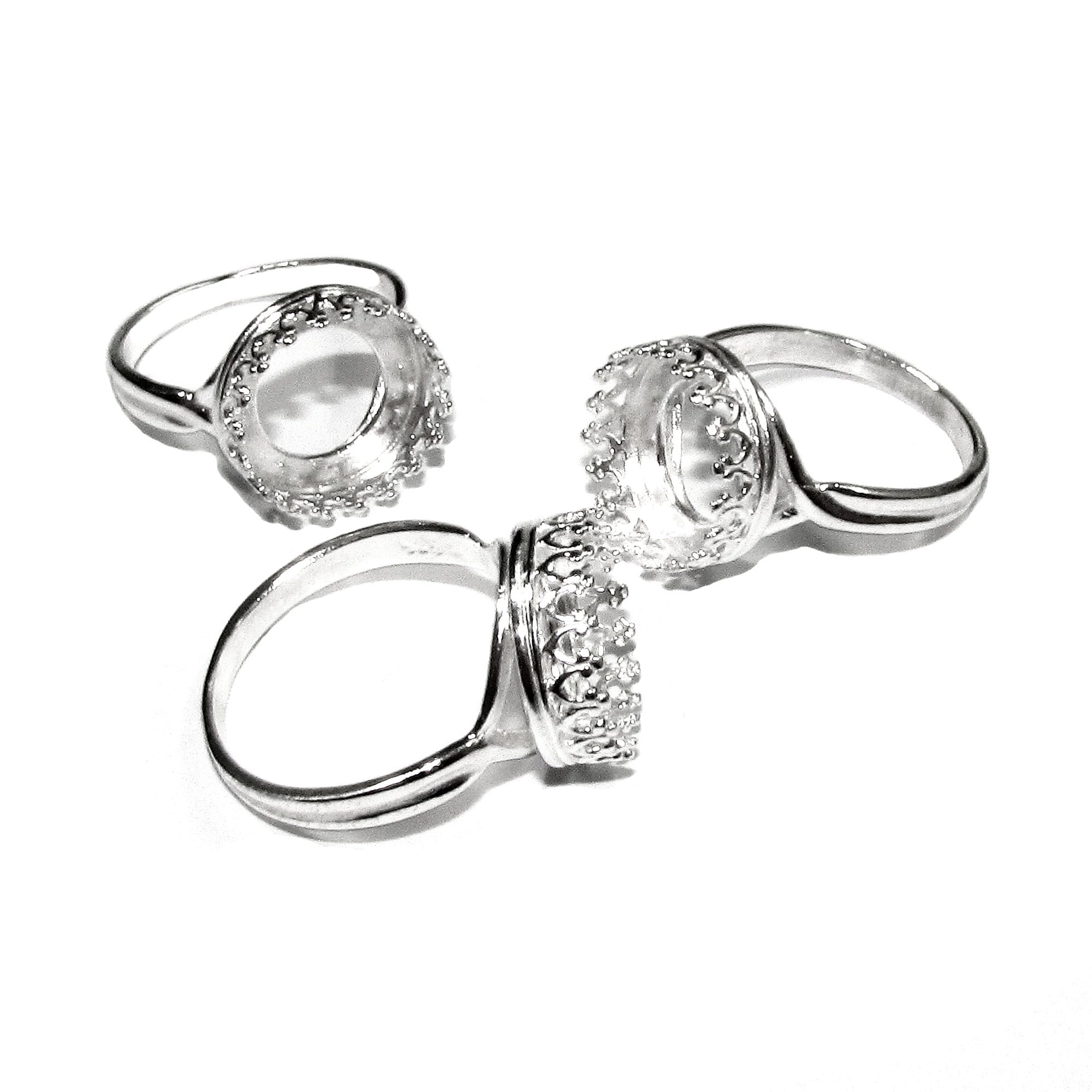 12 mm 925 sterling silver blank ring with bezel cup size 5, 6, 7, 8, 9, silver ring, bezel cup, base ring, setting, Jewelry making - 1 piece