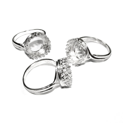 12 mm 925 sterling silver blank ring with bezel cup size 5, 6, 7, 8, 9, silver ring, bezel cup, base ring, setting, Jewelry making - 1 piece