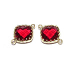 14K Gold Filled Checkerboard garnet cushion Link Connector size 13x18 mm, gold filled link, Jewelry making, Link Connector - 1 piece