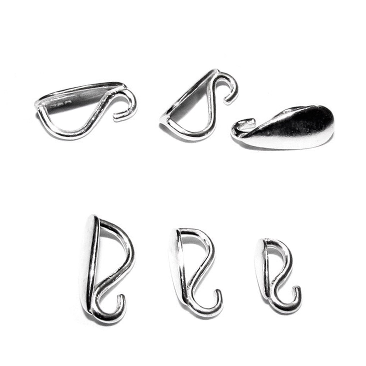 925 Sterling Silver Teardrop Pendant Bails with Hidden Loop size 7, 9, 11 mm, sterling silver Bail, Jewelry making, Bail finding - 1 piece