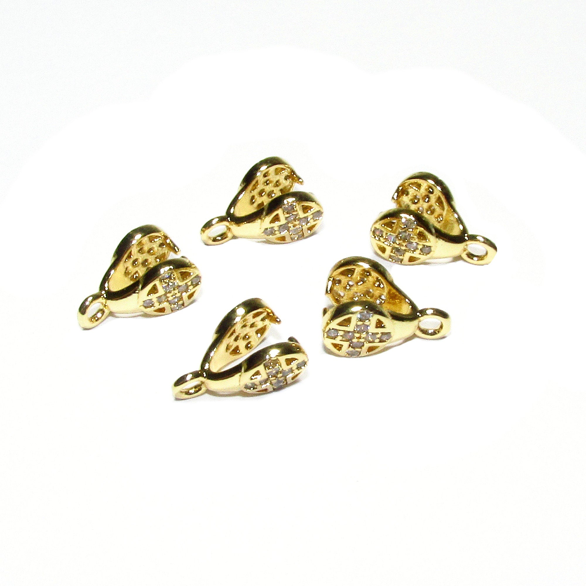 14K Yellow gold filled Pinch Pendant Bail, Jewelry making, bail with loop, Bail, Gold filled, Bail gold filled, Bail finding - 1 piece