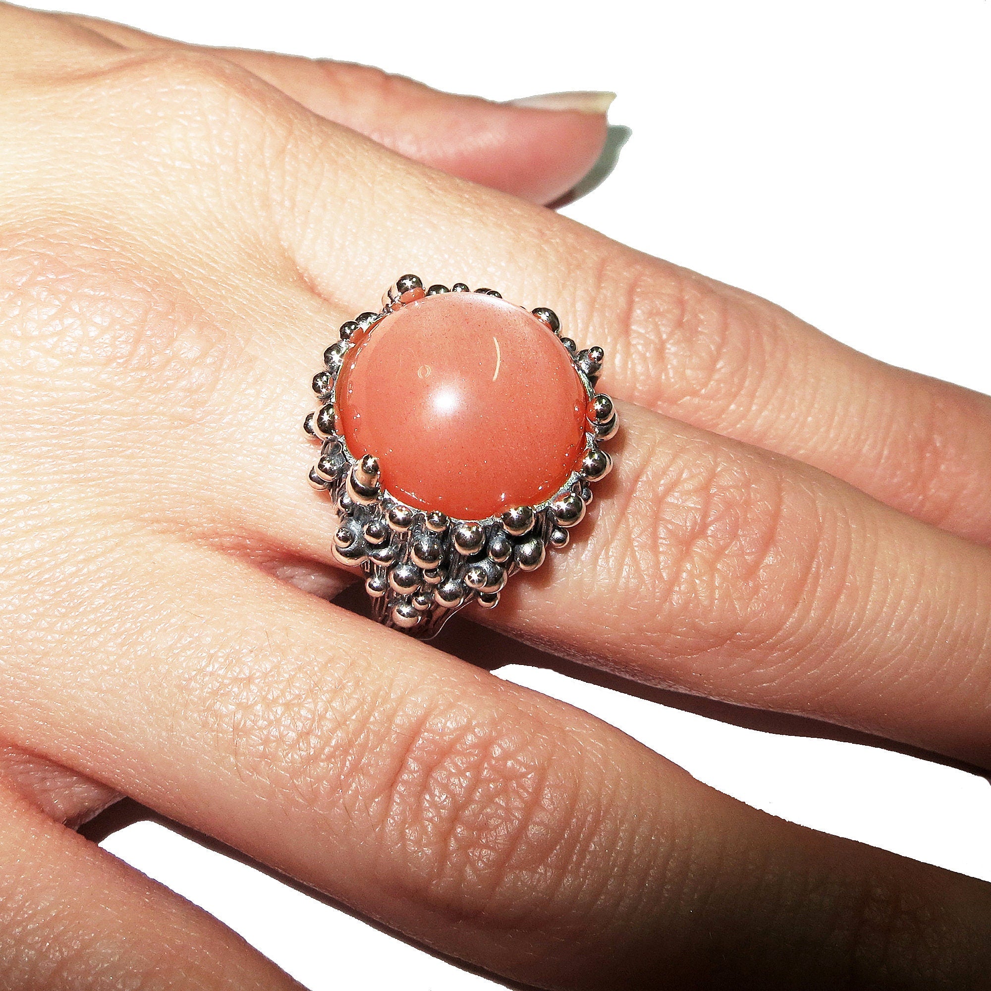 Statement moonstone ring 925 sterling silver size 8 1/2, Handmade ring, single copy, 925 sterling silver, Natural Gray moonstone, gemstone