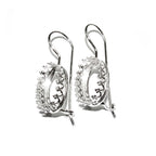 925 sterling silver blank earrings with oval bezel cup size 6x8-13x18 mm, model 1023, Jewelry making, Setting, bezel cup - 1 pair (2 pieces)