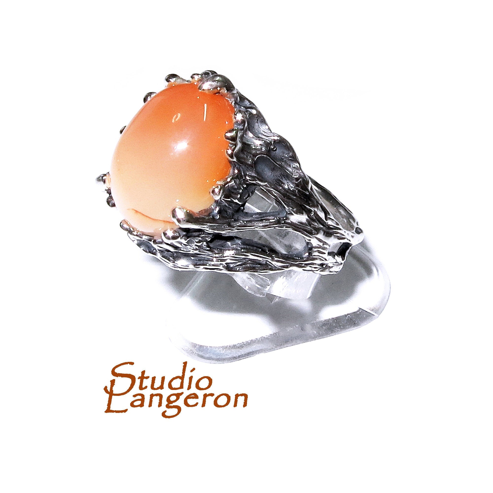 Statement Natural opal ring 925 sterling silver size 8, Handmade ring, single copy, sterling silver, Orange opal, silver ring, gemstone