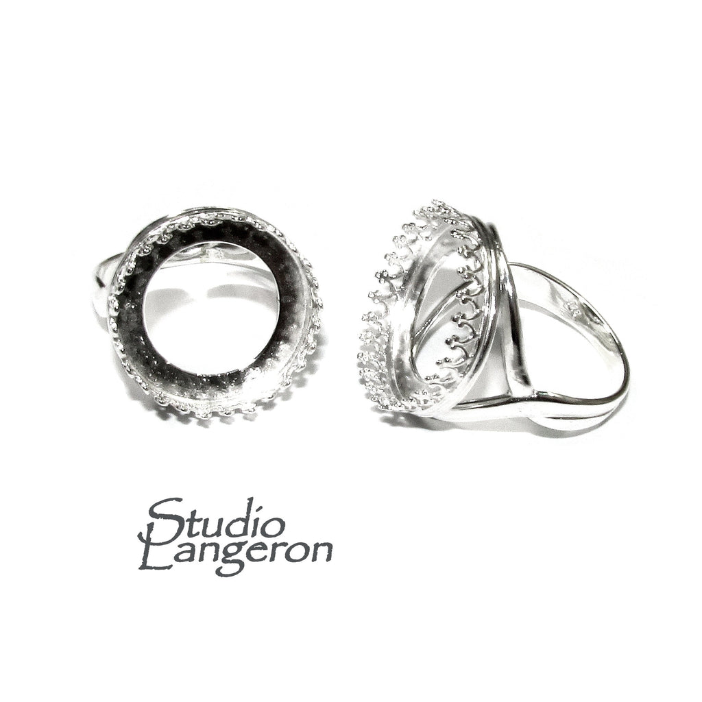 18 mm 925 sterling silver blank ring with bezel cup size 5, 6, 7, 8, silver ring, bezel cup, base ring, Jewelry making, Setting - 1 piece