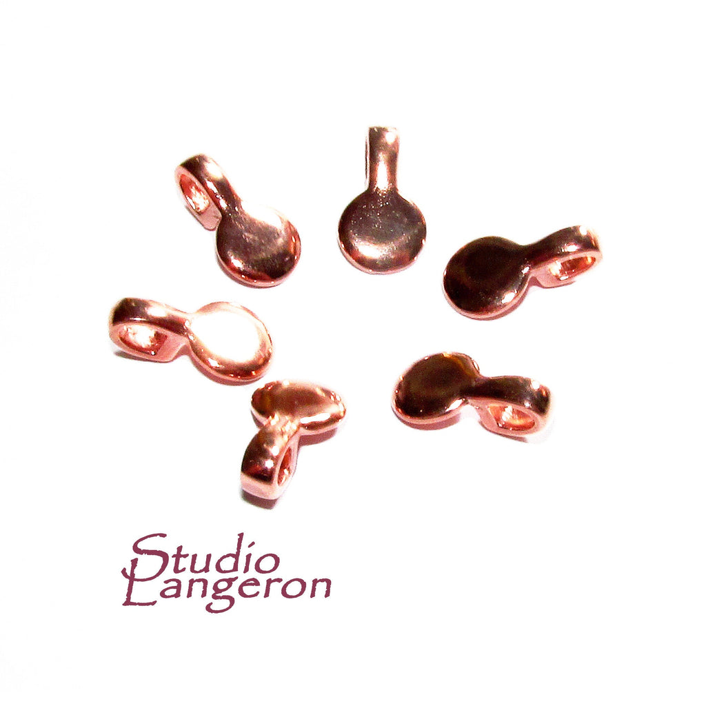 14K Rose gold filled small round Glue-on Pendant Bails, Jewelry making, bail with loop, Bail, Bail rose gold filled, Bail finding - 1 piece