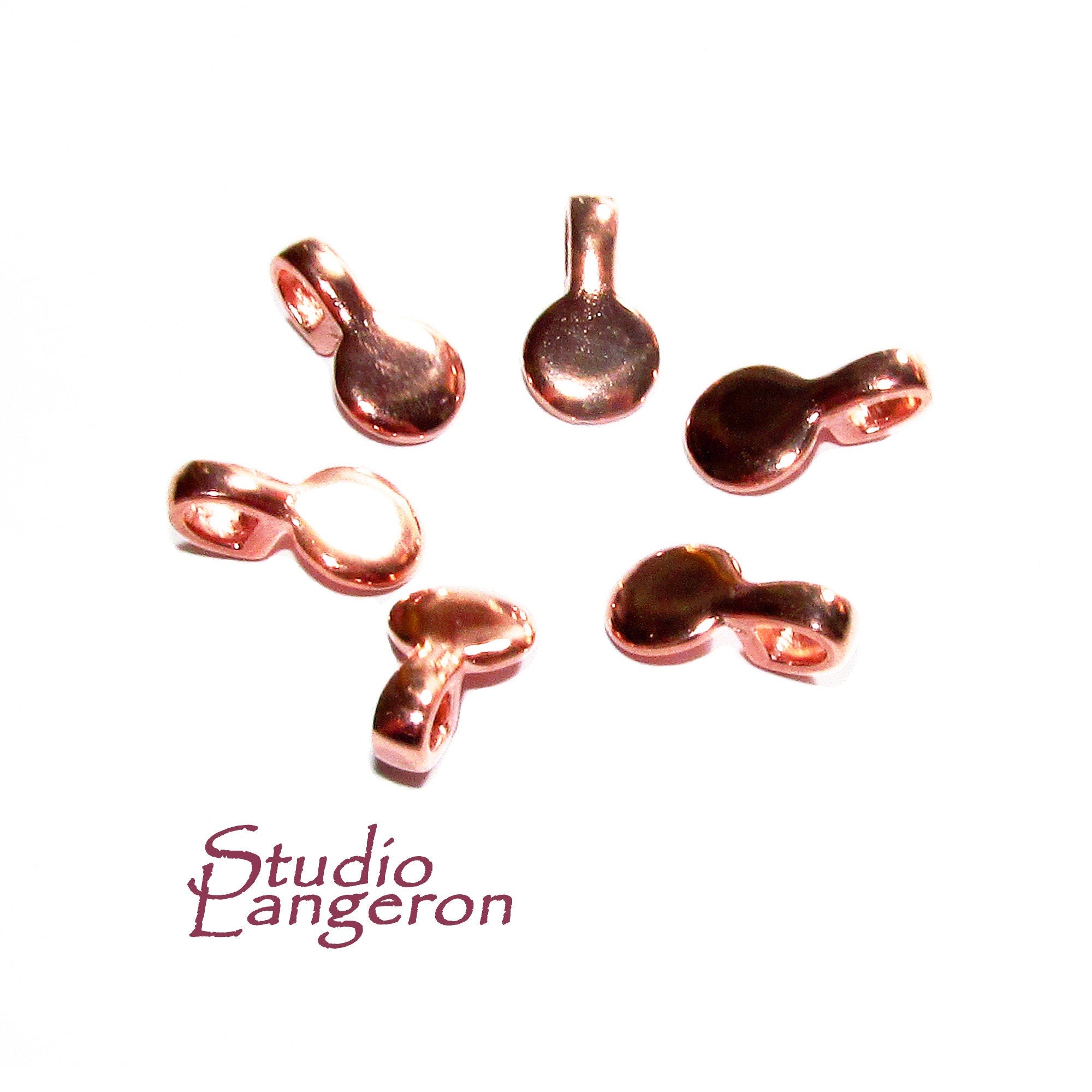 14K Rose gold filled small round Glue-on Pendant Bails, Jewelry making, bail with loop, Bail, Bail rose gold filled, Bail finding - 1 piece