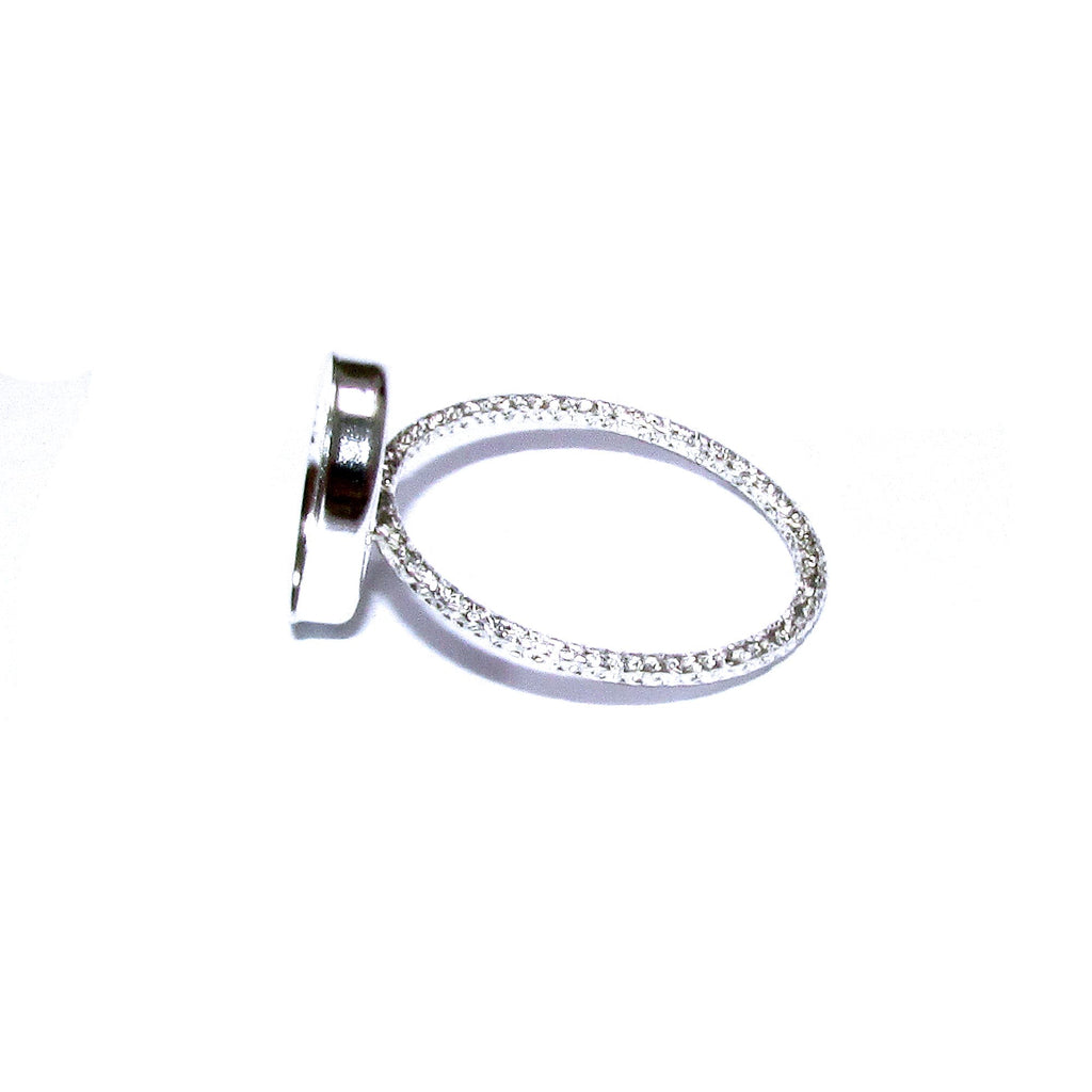 925 Sterling silver Pattern sparkle blank ring with bezel cup 10x12mm size 4 - 11, Jewelry making, bezel cup, base ring, Setting - 1 piece