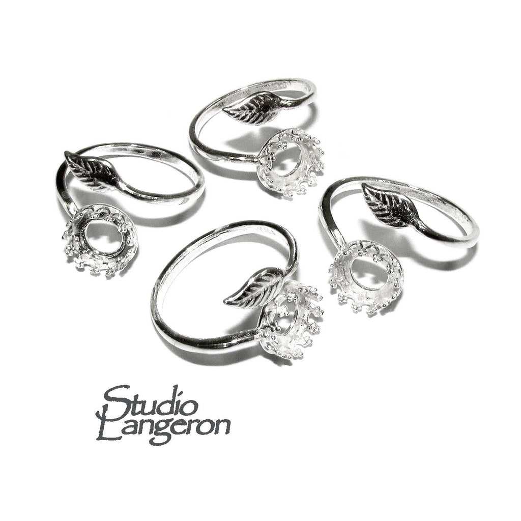 925 sterling silver shiny open blank ring with bezel cup 8 mm, silver ring, base ring, Jewelry making, setting, bezel cup, ring - 1 piece