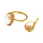 14K Gold Filled handmade set ring size 7 and pendant with baroque pearls, Gold filled ring, single copy, baroque pearls, gold filled ring