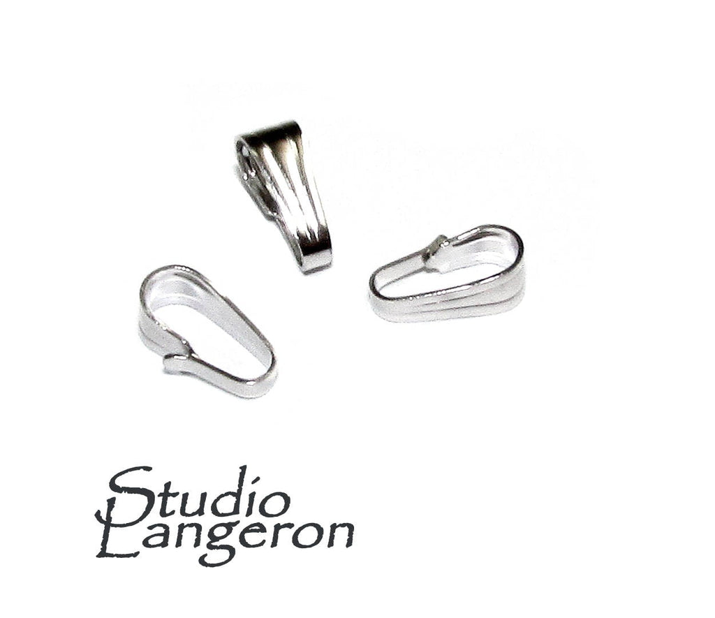 14K Solid white gold Snap-On medium 7.2x3.0 mm pendant Bail, Solid gold snap on Bail, Bail gold, Bail findings, Jewelry making - 1 piece