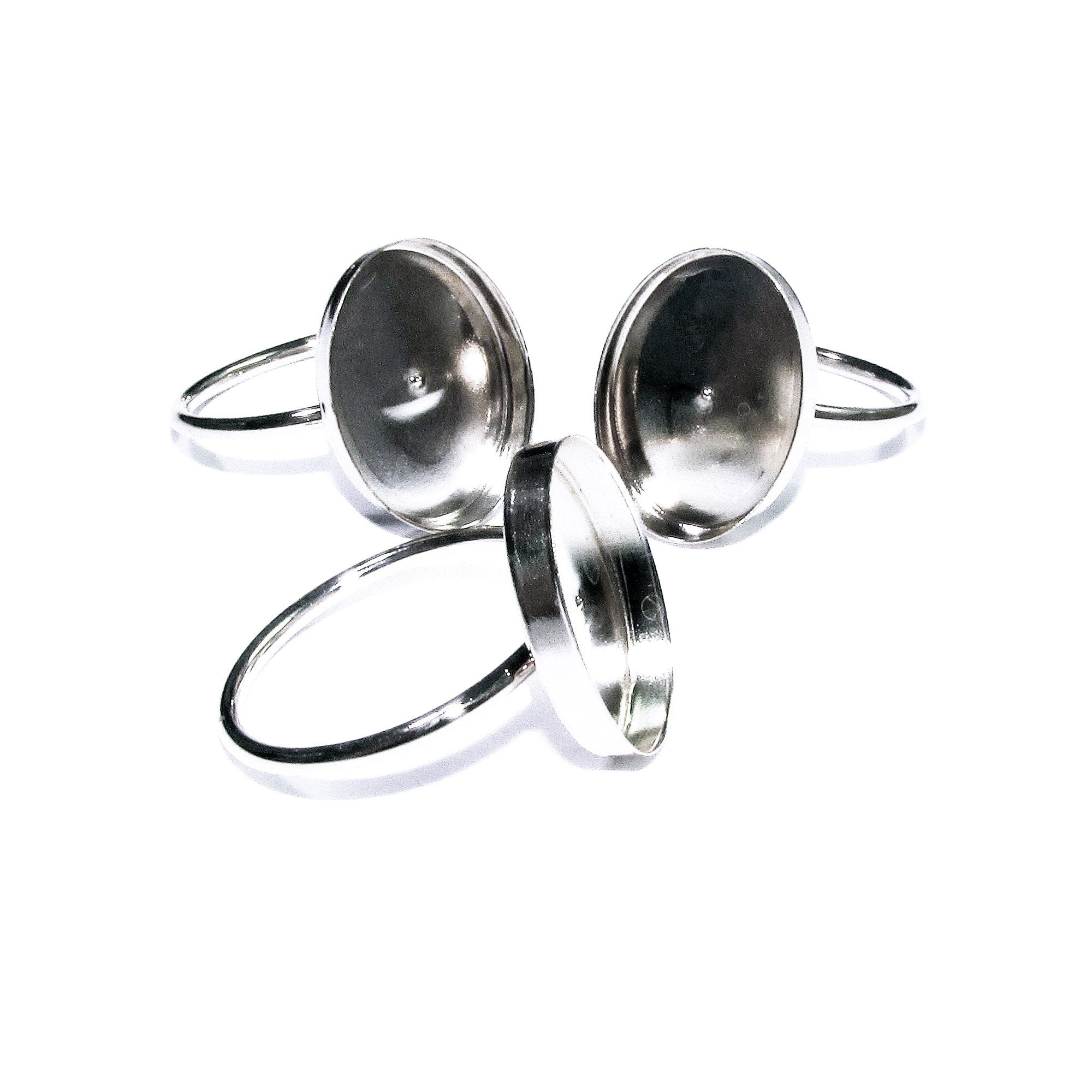 925 Sterling silver blank ring with bezel cup 12x16mm size 4, 5, 6, 7, 8, 9, 10, 11, Jewelry making, bezel cup, base ring, Setting - 1 piece