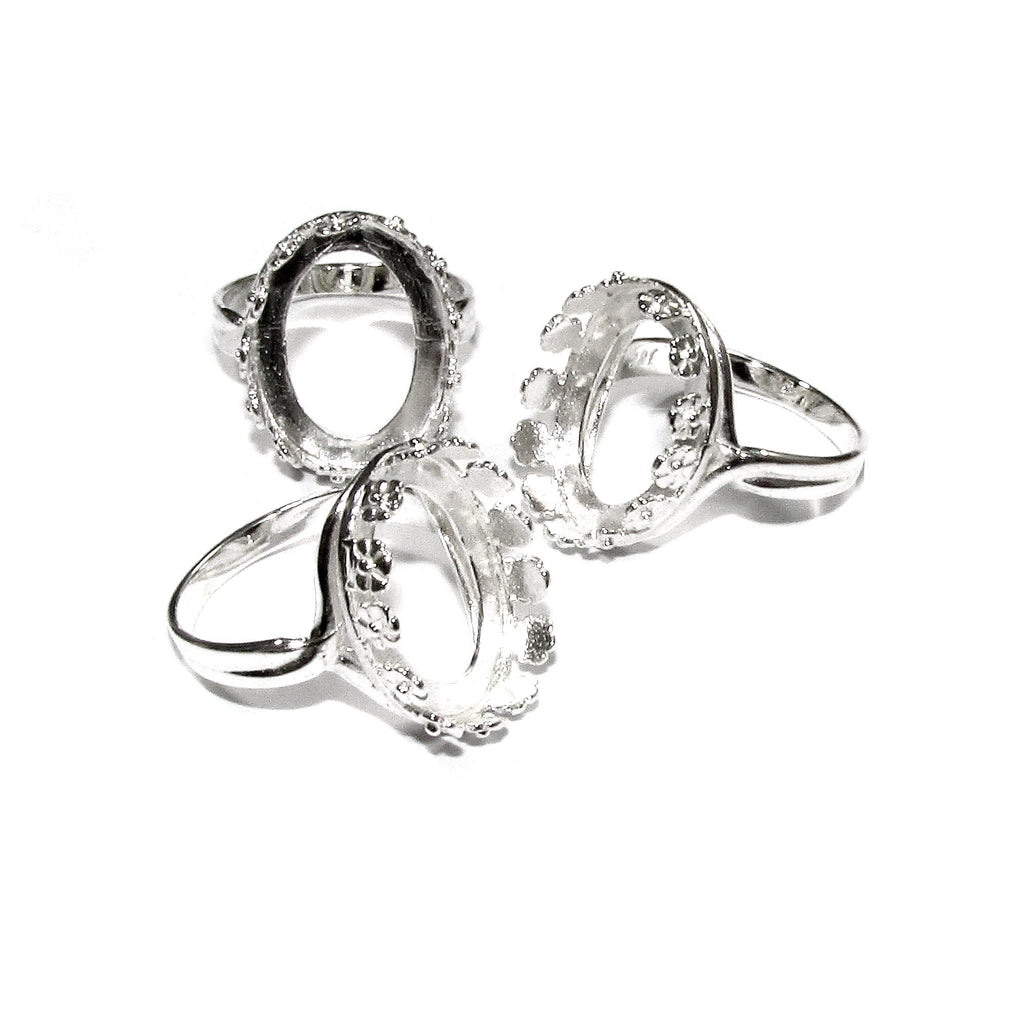 12x16 mm 925 sterling silver blank ring with bezel cup size 5, 6, 7, 8, silver ring, bezel cup, Setting, base ring, Jewelry making - 1 piece