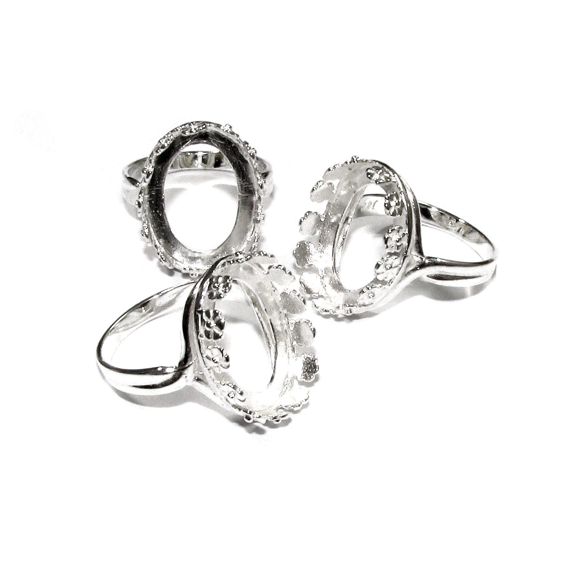 12x16 mm 925 sterling silver blank ring with bezel cup size 5, 6, 7, 8, silver ring, bezel cup, Setting, base ring, Jewelry making - 1 piece