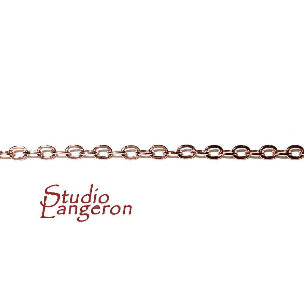 1.8 mm Rose gold filled oval cable chain, chain, gold filled chain, Gold filled chain oval, Rose gold filled, Jewelry making - 1 Ft (30 cm)