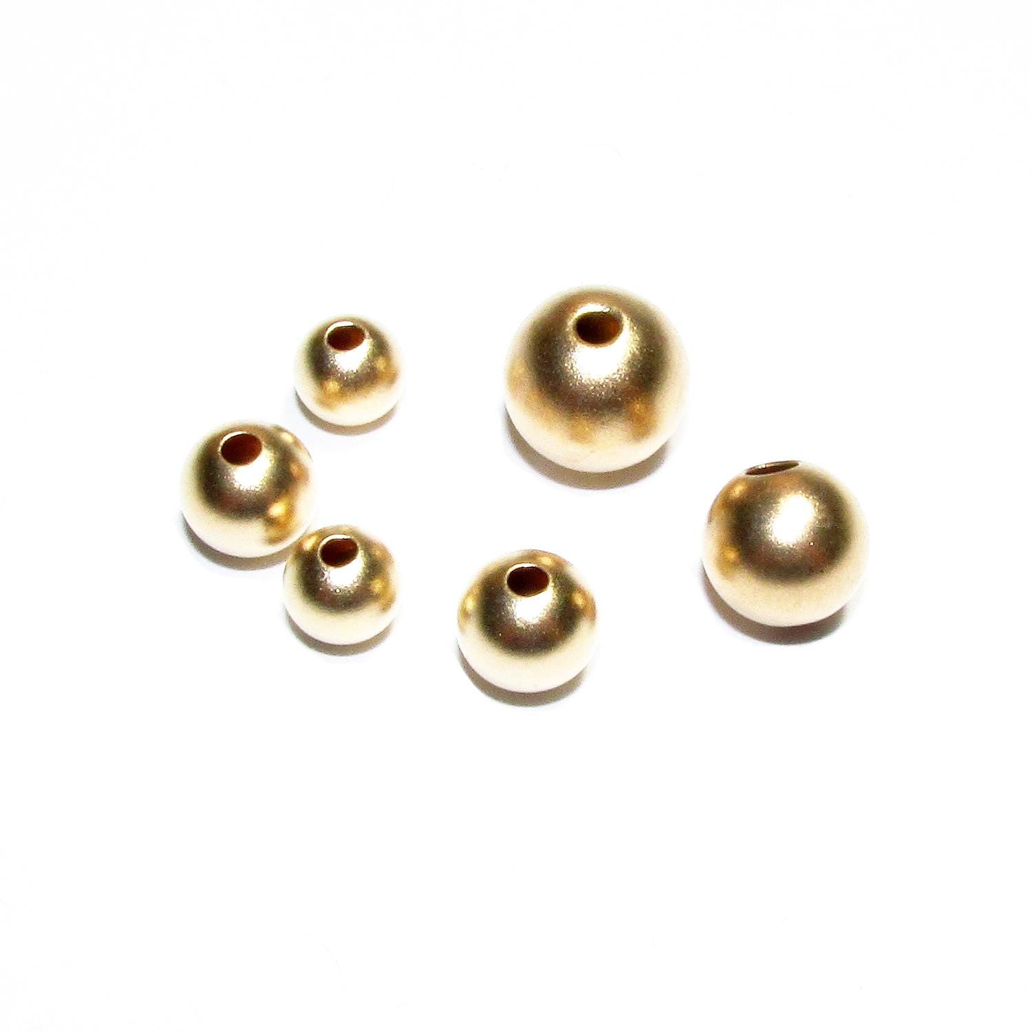 14K Yellow Gold Filled Satin Beads - Seamless Round Bead, Jewelry Making