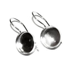 12 mm 925 sterling silver blank earrings with bezel cup, Jewelry making, Setting, bezel cup, base earrings, 925 silver - 1 pair (2 piece)