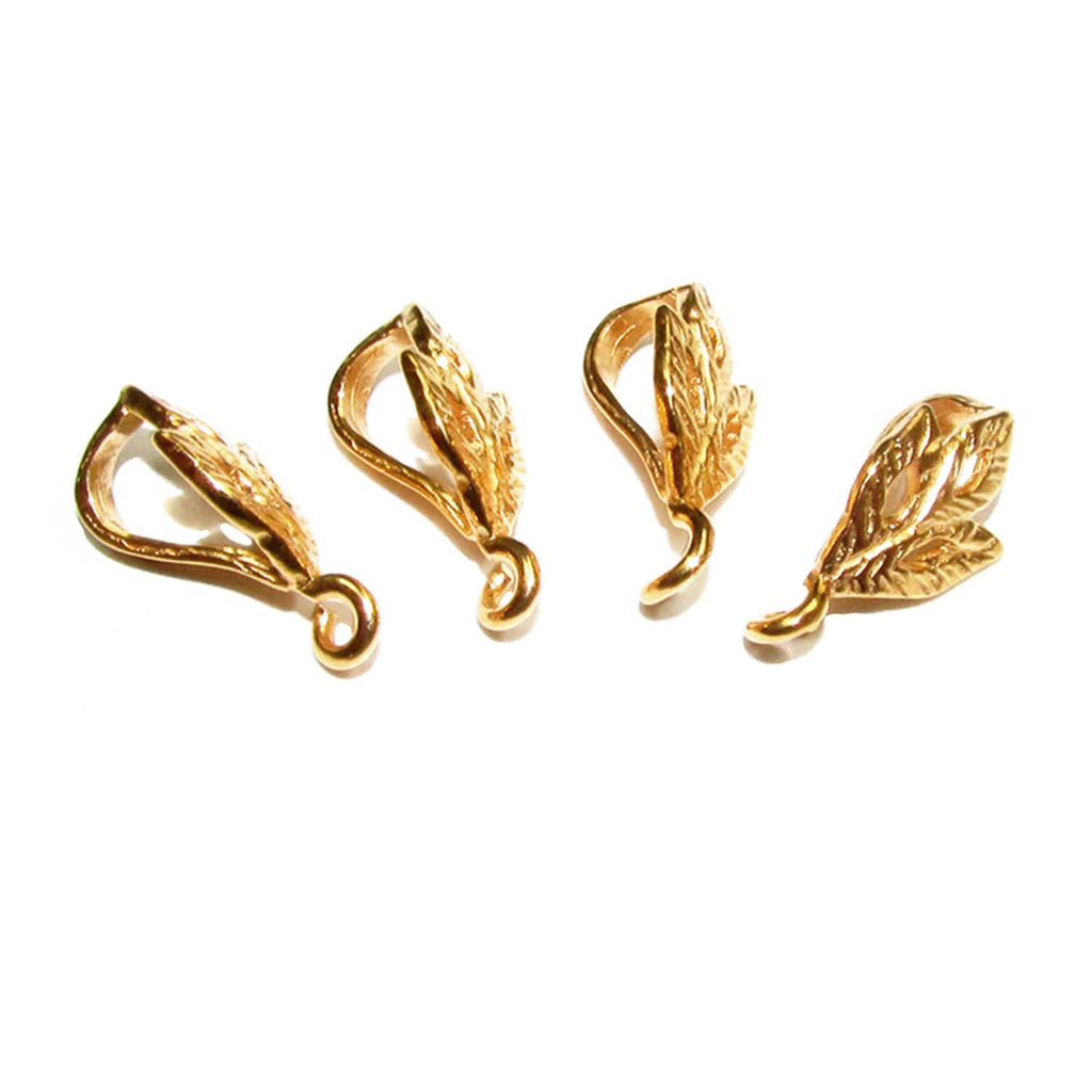 14K Yellow gold filled decorative flower Pinch Pendant Bail, Bail with hook, bail with loop, Jewelry making, Bail gold filled - 1 piece