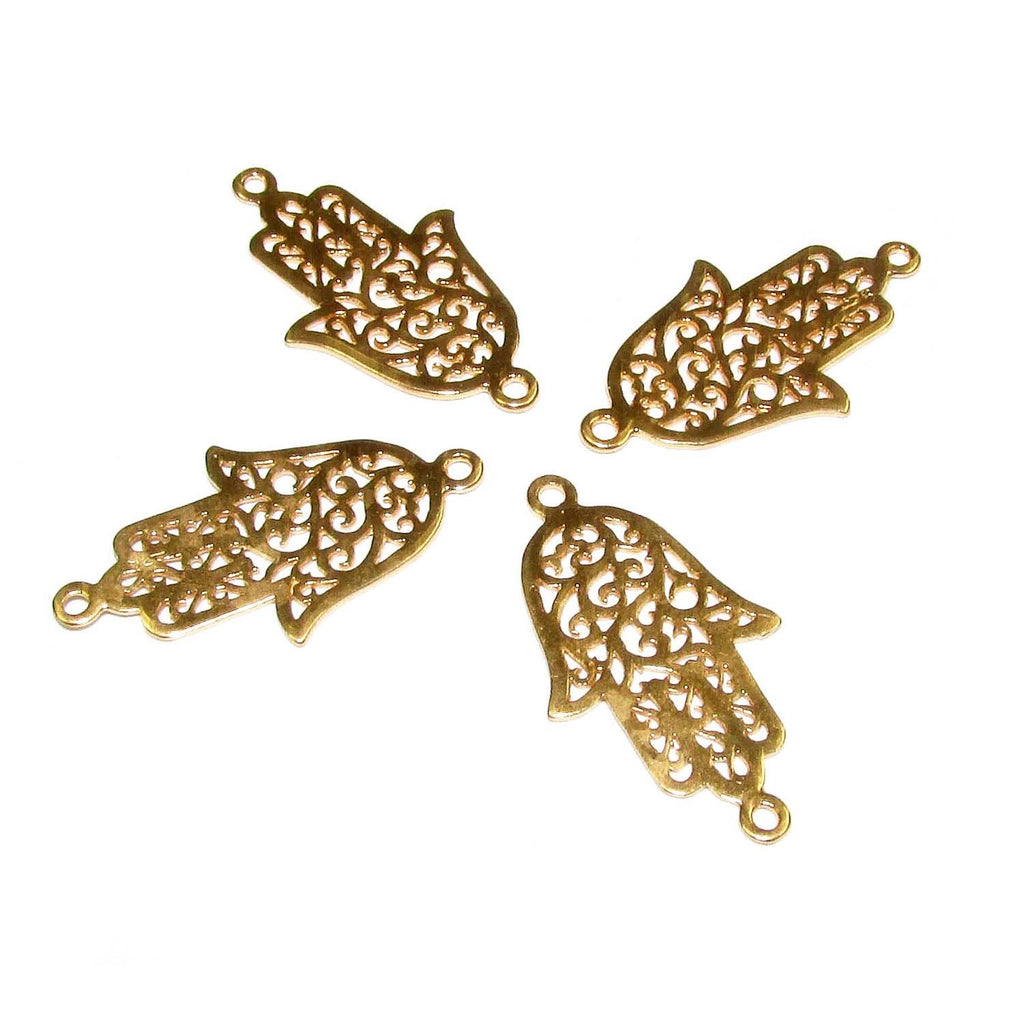 14K Gold filled large connector hamsa size 24x13 mm, gold filled link component, Jewelry making, Gold filled, Jewelry link hamsa - 1 piece