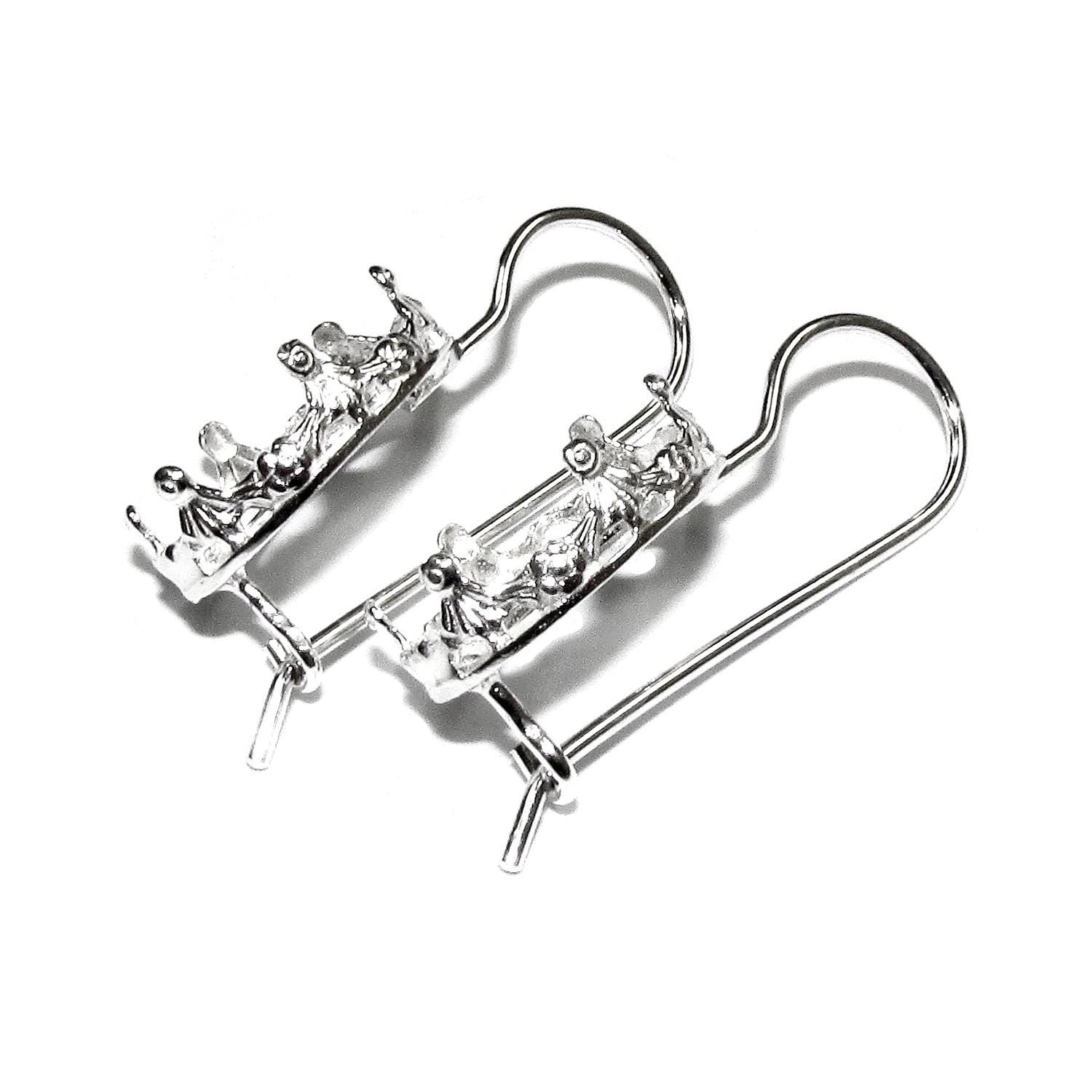925 sterling silver blank earrings with oval bezel cup size 8x10-13x18mm, model 1231, Jewelry making, Setting, bezel cup - 1 pair (2 pieces)