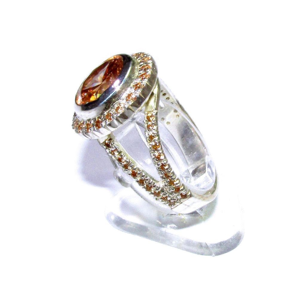 Champagne topaz ring 925 sterling silver size 7 1/2, handmade ring, single copy, Statement ring, Champagne topaz, silver ring, gemstone