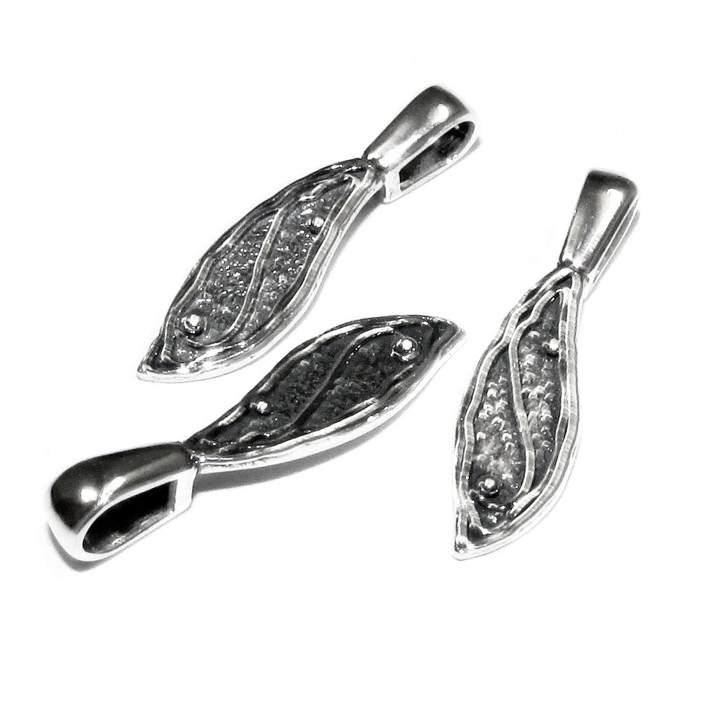 925 Sterling silver large Glue-On Feather Pendant Bail, sterling silver Bail, Jewelry making, Bail finding, Glue-On Bail - 1 piece