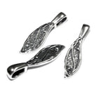 925 Sterling silver large Glue-On Feather Pendant Bail, sterling silver Bail, Jewelry making, Bail finding, Glue-On Bail - 1 piece
