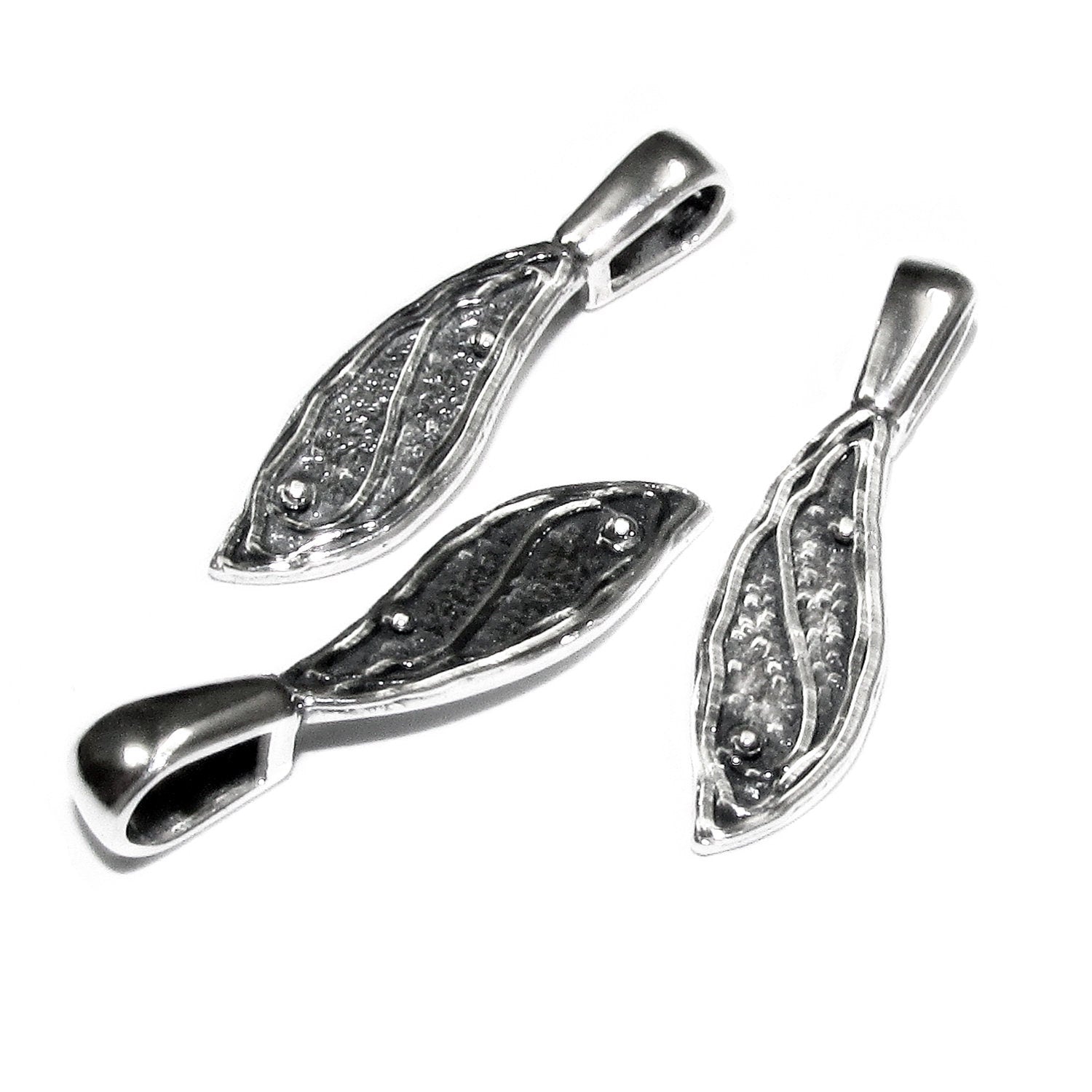 925 Sterling silver large Glue-On Feather Pendant Bail, sterling silver Bail, Jewelry making, Bail finding, Glue-On Bail - 1 piece