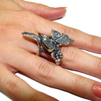 Handmade butterfly ring 925 sterling silver size 9, Handmade ring, single copy, silver ring, gemstone, sterling silver, butterfly