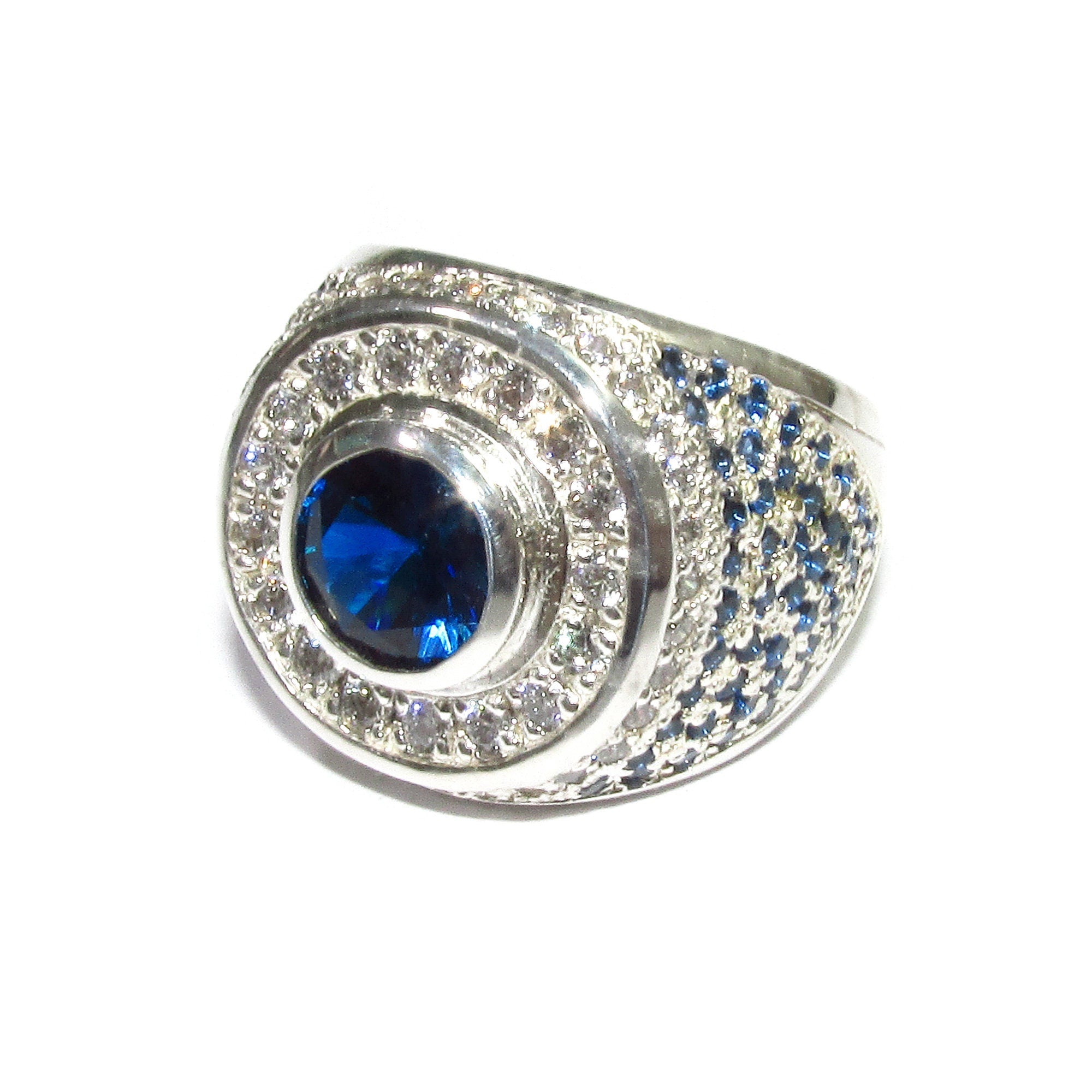 Statement blue topaz ring 925 sterling silver size 8 1/2, Handmade ring, single copy, 925 sterling silver, Natural topaz, Silver ring