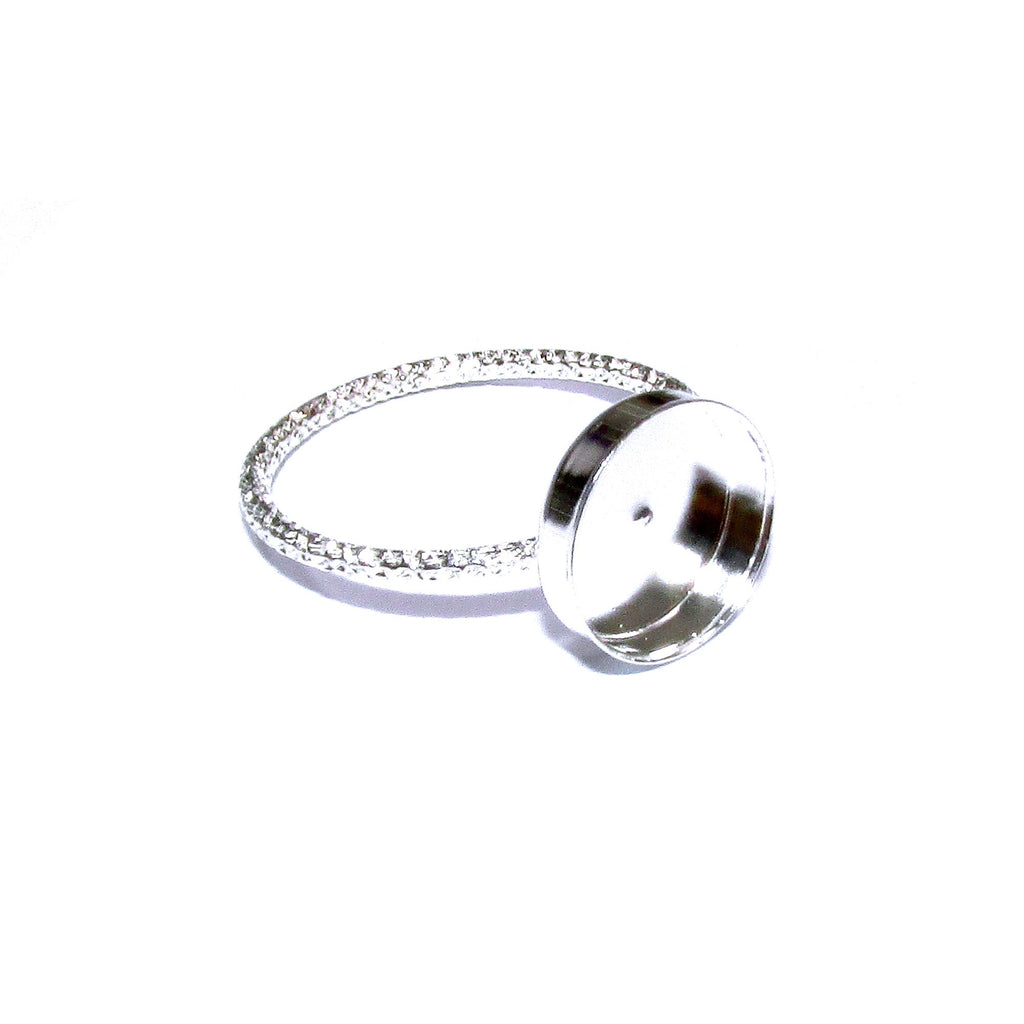 925 sterling silver blank ring with bezel cup 10 mm size 4, 5, 6, 7, 8, 9, 10, 11, bezel cup, base ring, Jewelry making, Setting - 1 piece