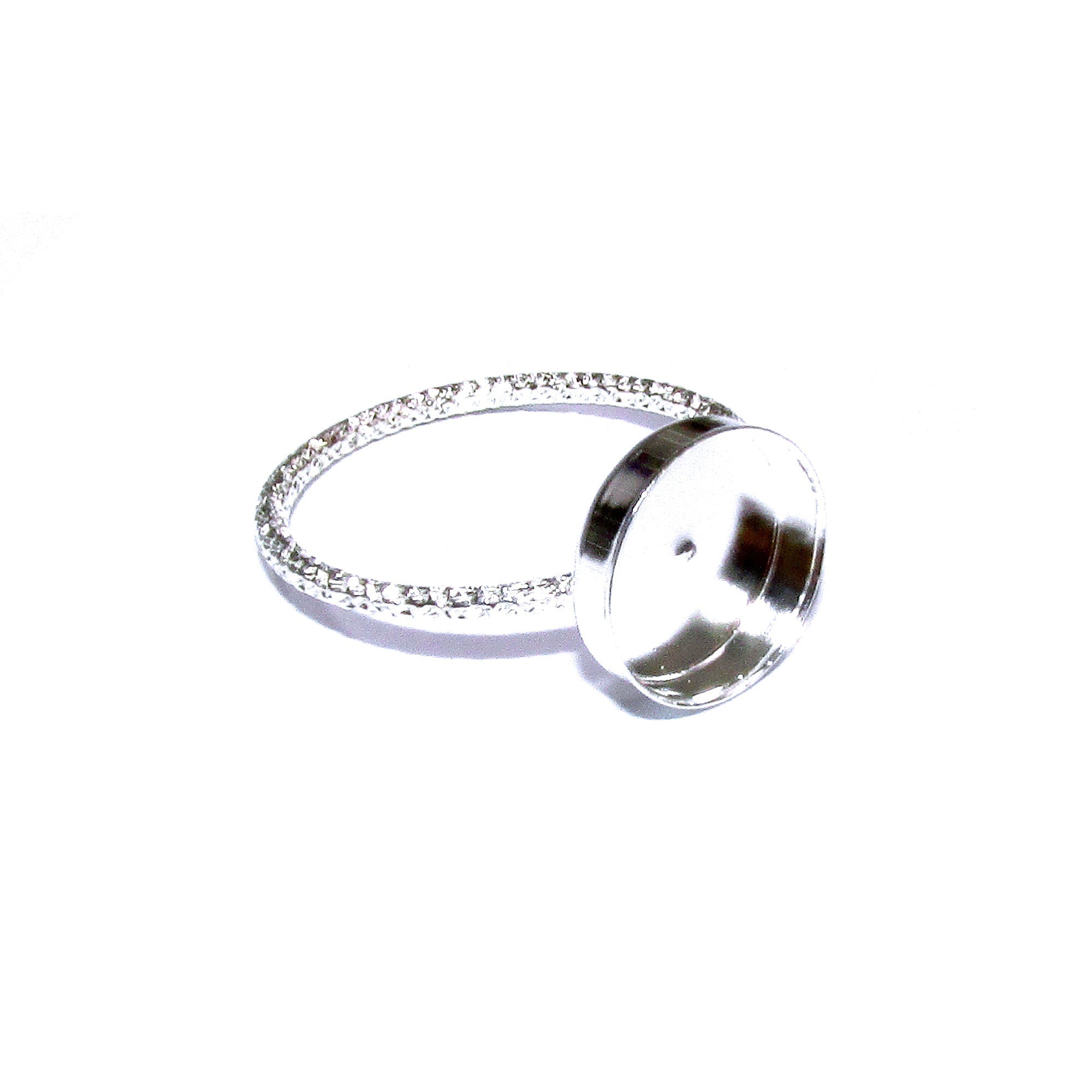 925 sterling silver blank ring with bezel cup 10 mm size 4, 5, 6, 7, 8, 9, 10, 11, bezel cup, base ring, Jewelry making, Setting - 1 piece