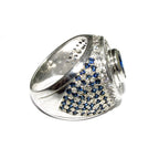 Statement blue topaz ring 925 sterling silver size 8 1/2, Handmade ring, single copy, 925 sterling silver, Natural topaz, Silver ring