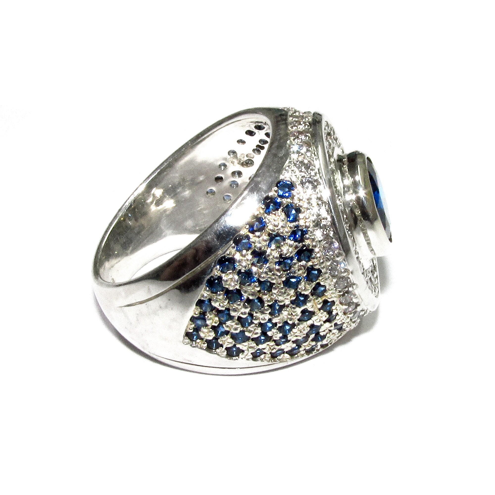 Statement blue topaz ring 925 sterling silver size 8 1/2, Handmade ring, single copy, 925 sterling silver, Natural topaz, Silver ring
