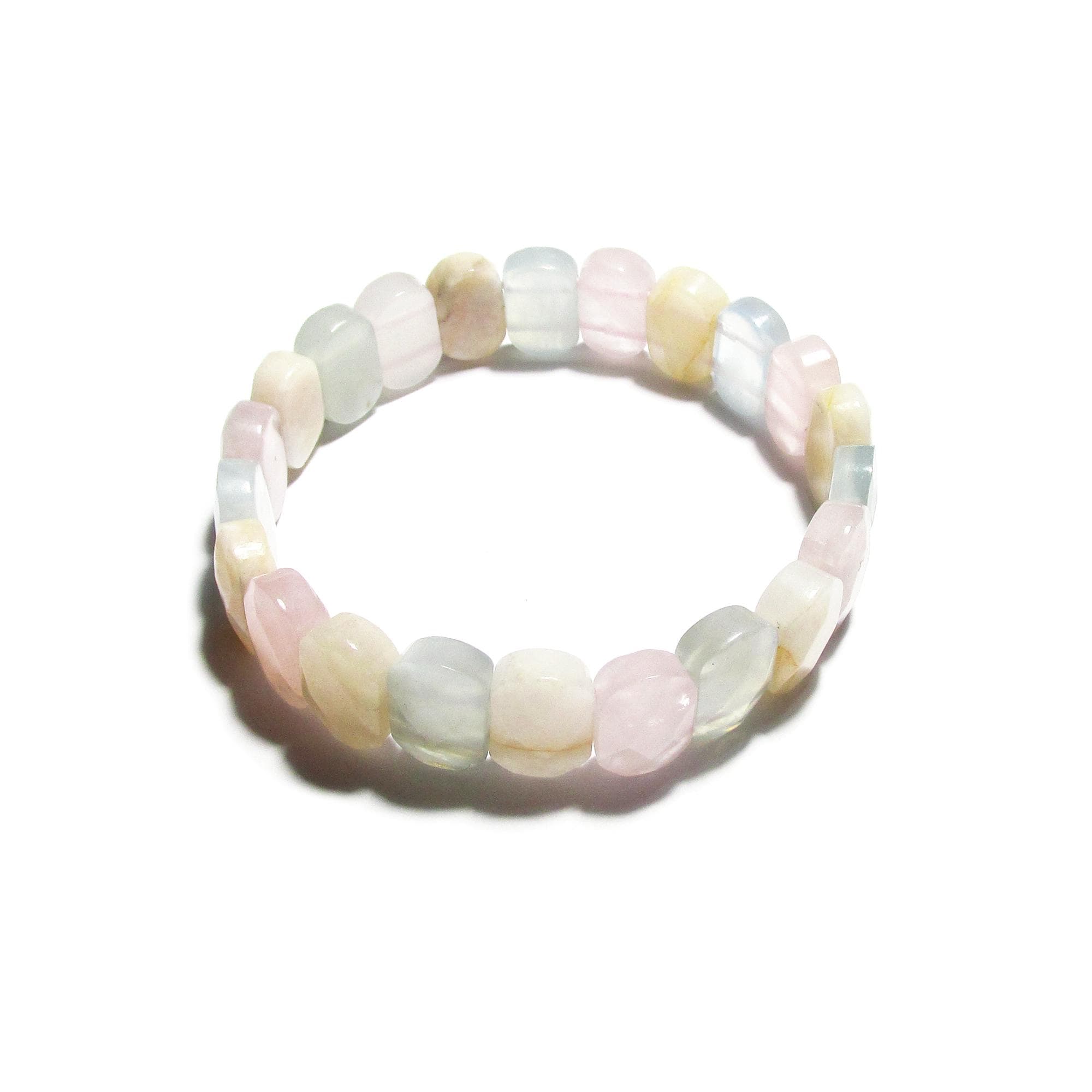 Natural Stone Morganite Square Beads Bracelets, Faceted Rectangle Strand Bangle For Women, Gemstone, Jewelry Gifts, Morganite