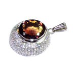 Rauchtopas and white topaz pendant 925 sterling silver size 2.7x2.7 cm, Handmade pendant, single copy, Rauchtopas, White topaz, Pendant gift