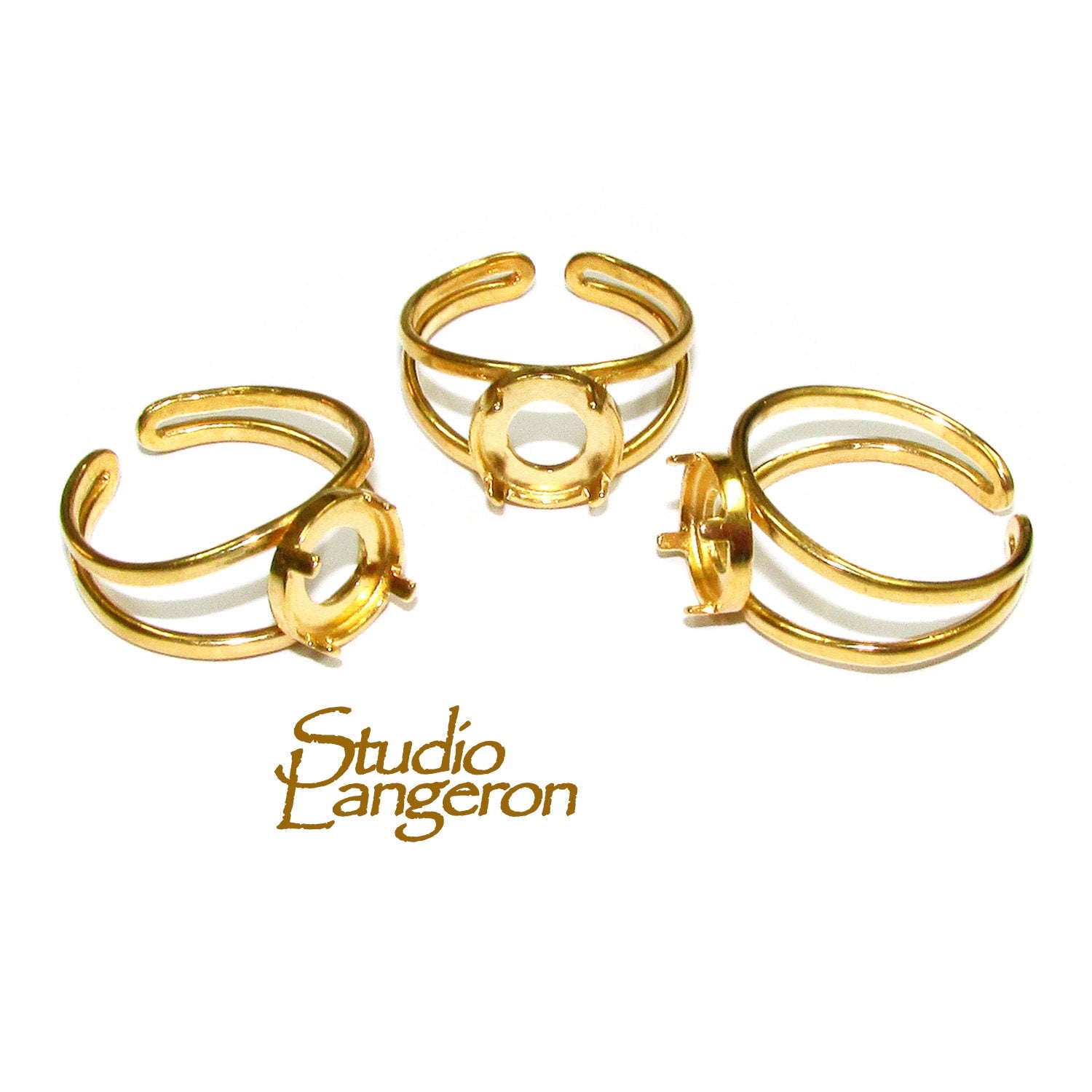 14K Yellow gold filled open blank ring with bezel cup 8 mm, base ring, Gold filled, bezel cup, ring gold filled, setting, ring - 1 piece