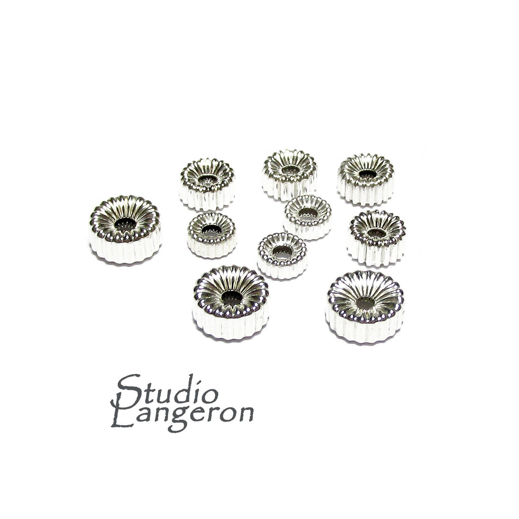 925 Sterling Silver Corrugate Roundel beads size 3, 4, 5, 6, 7 mm, Jewelry making, Corrugate Roundel Beads, Silver beads - 1 piece