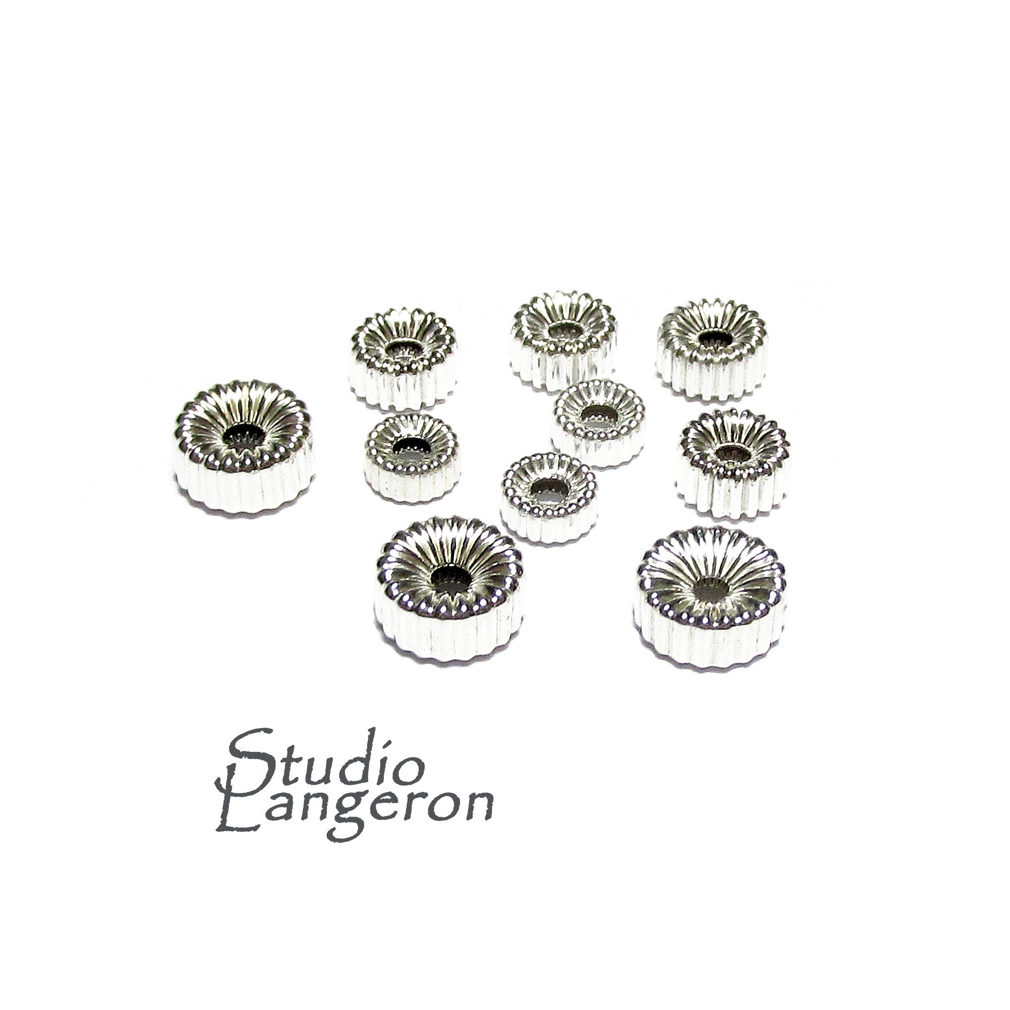 925 Sterling Silver Corrugate Roundel beads size 3, 4, 5, 6, 7 mm, Jewelry making, Corrugate Roundel Beads, Silver beads - 1 piece