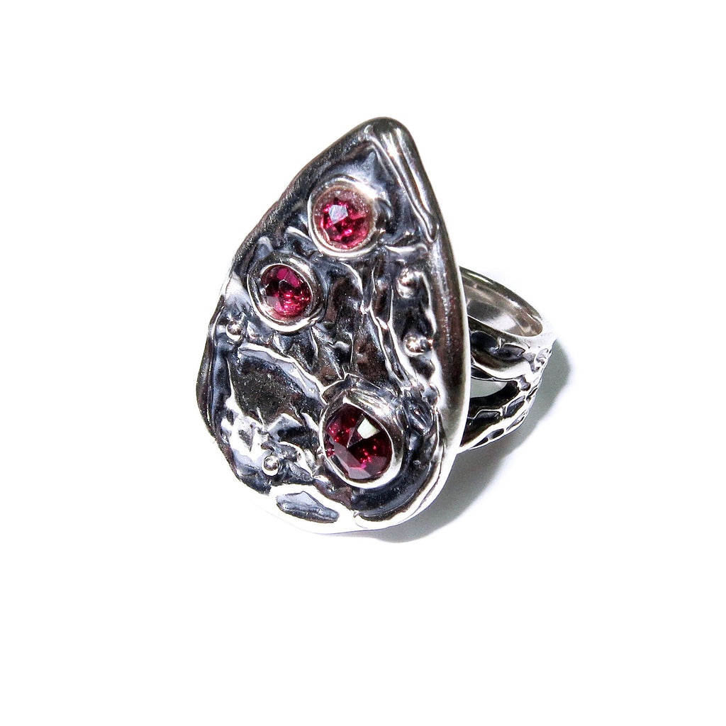 Garnet ring 925 sterling silver size 5, Handmade ring, single copy, 925 sterling silver, Garnet, Statement ring, Garnet gemstone