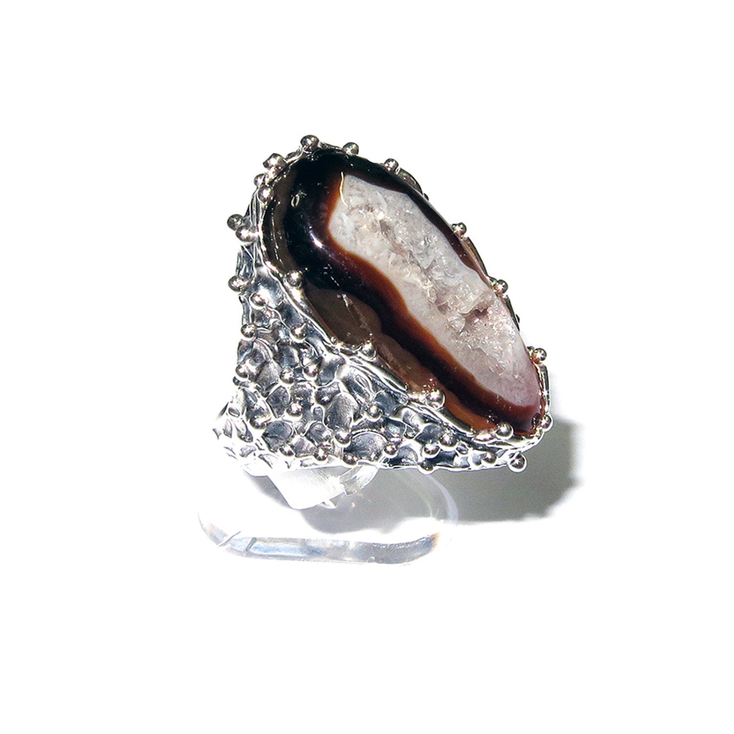 Druse agate statement ring 925 sterling silver size 8, handmade ring, single copy, sterling silver, Druse agate, Agate ring