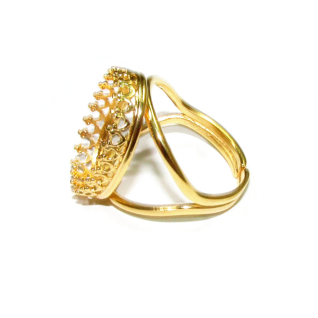 14K Yellow gold filled open base ring with oval bezel cup 13x18 mm, Blank ring, ring gold filled, Jewelry making, 14K gold filled - 1 piece