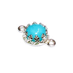 925 Sterling Silver natural Amazonite round Link Connector size 14x7 mm, Natural Amazonite silver link, Jewelry making, Connector - 1 piece