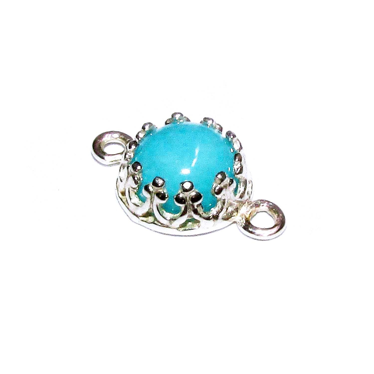 925 Sterling Silver natural Amazonite round Link Connector size 14x7 mm, Natural Amazonite silver link, Jewelry making, Connector - 1 piece
